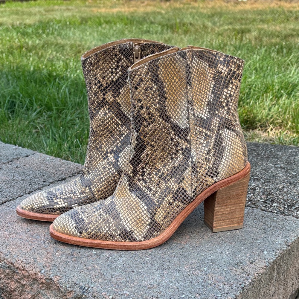 Free People Snakeskin Heeled Boots